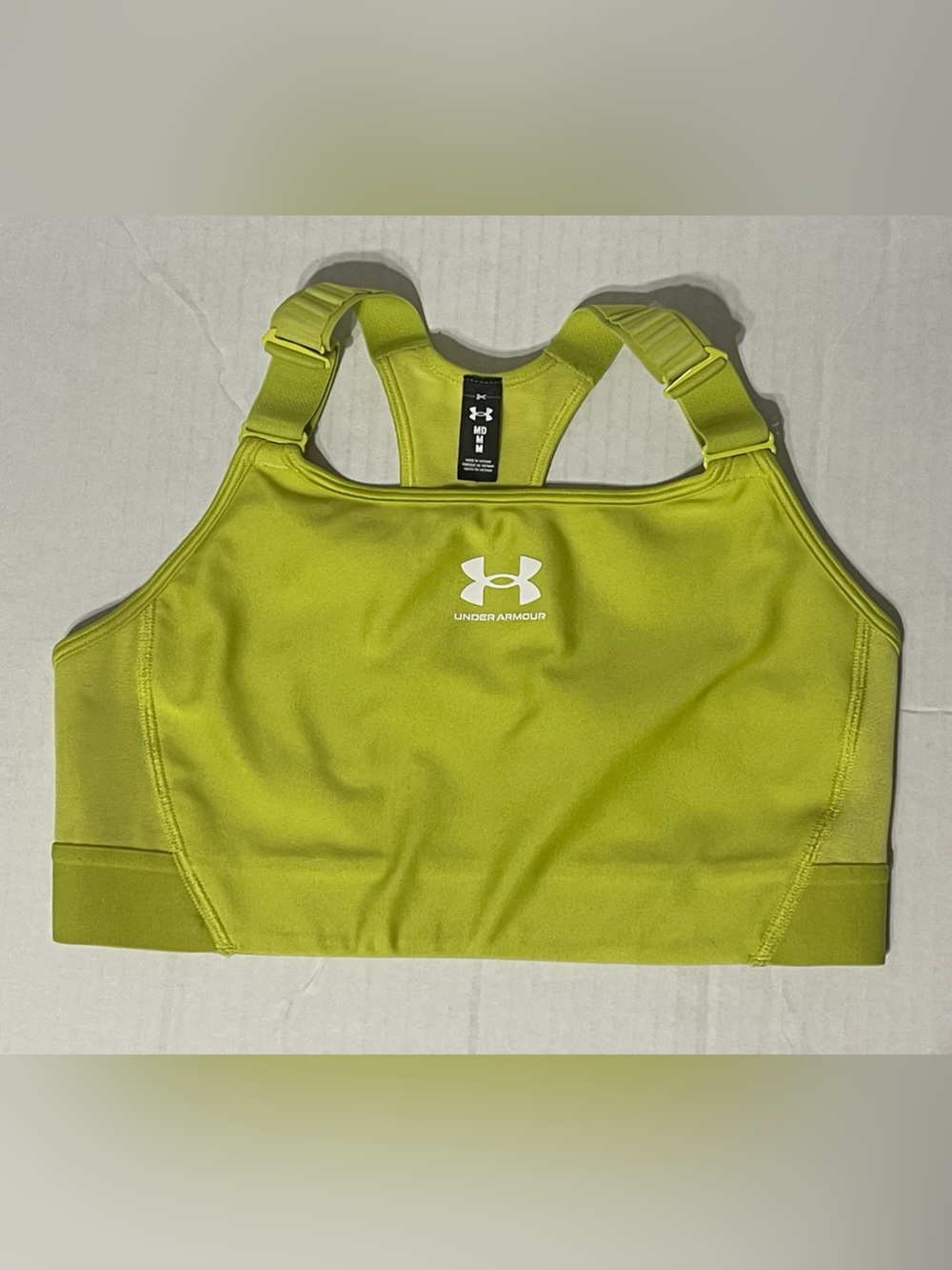 Under Armour Heat Gear High Sports Bra - Size Medium - Lime Yellow - EUC
